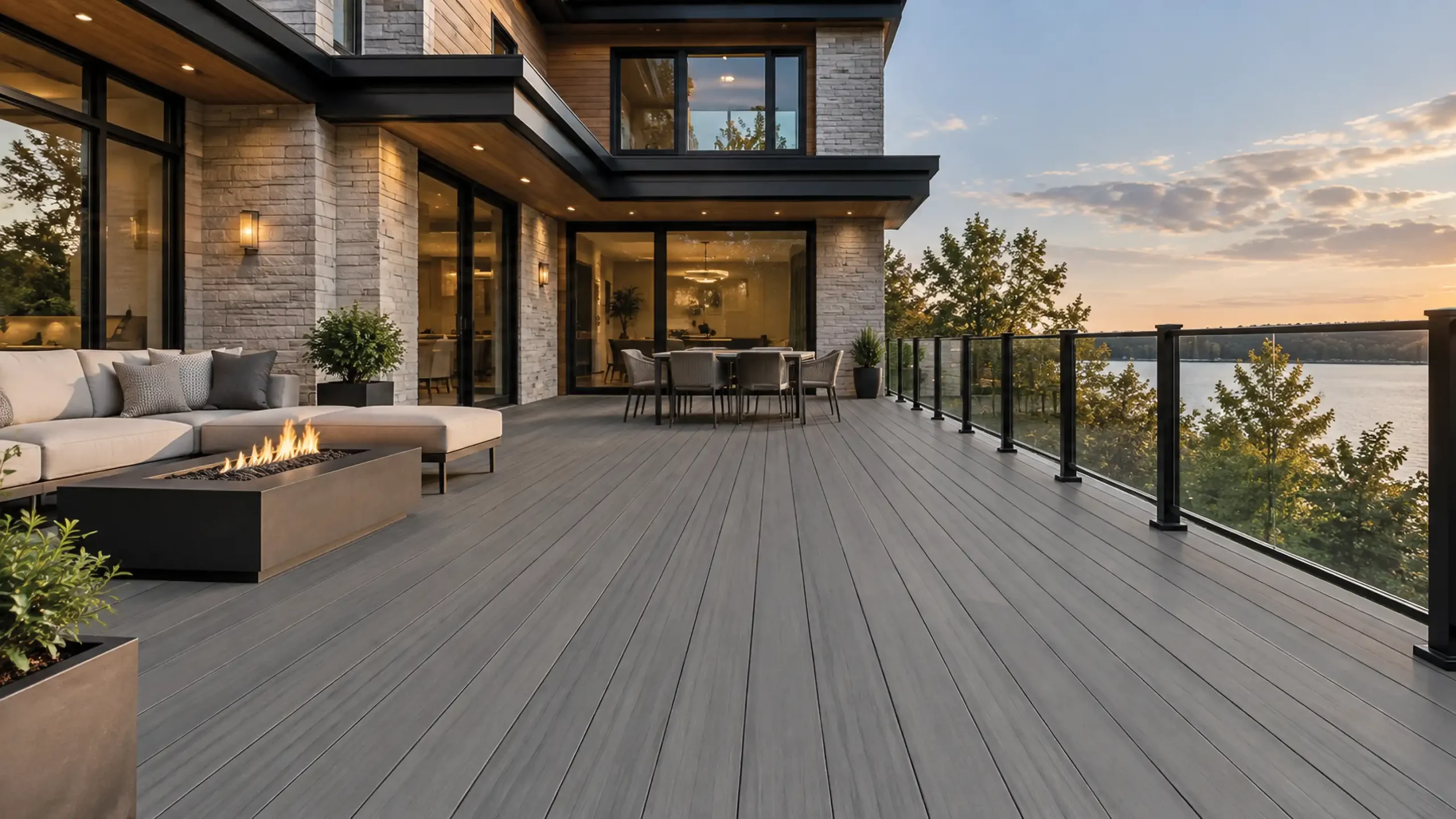 Beautiful deck with slate prizm composite deck boards